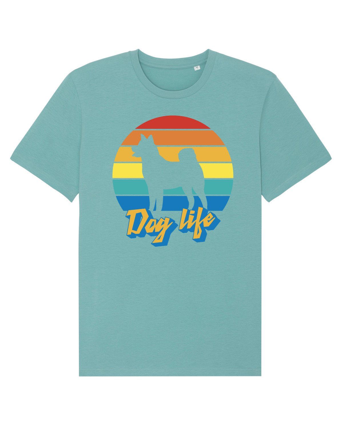 wat? Apparel Print-Shirt Sunset Dog Life (1-tlg) Teal Monstera