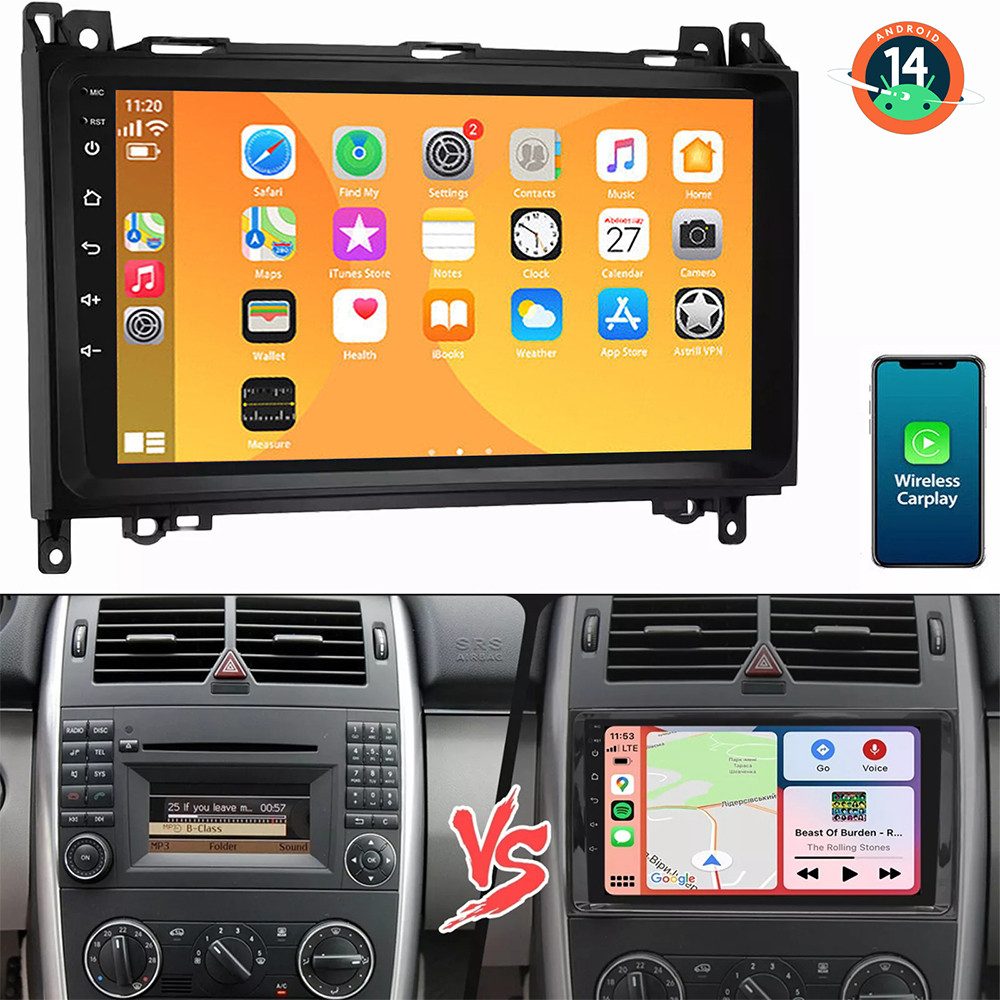 Android 14 Für Mercedes-Benz A/B Klasse/Vito W169 W639 W245 W906 Autoradio