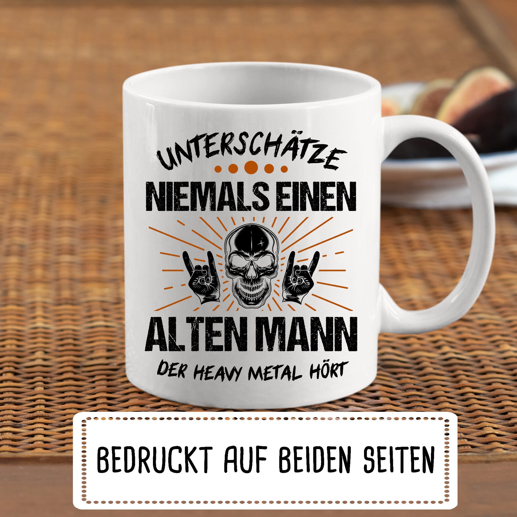 Printmacher Tasse Heavy Metal Tasse, Alter Mann Heavy Metal hören Tasse, Keramik