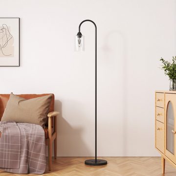 EMKE Stehlampe Stehlampe Stehleuchte Wohnzimmerlampe Schwarz, mit Fußschalte mit Glasschirm mit Fußschalte
