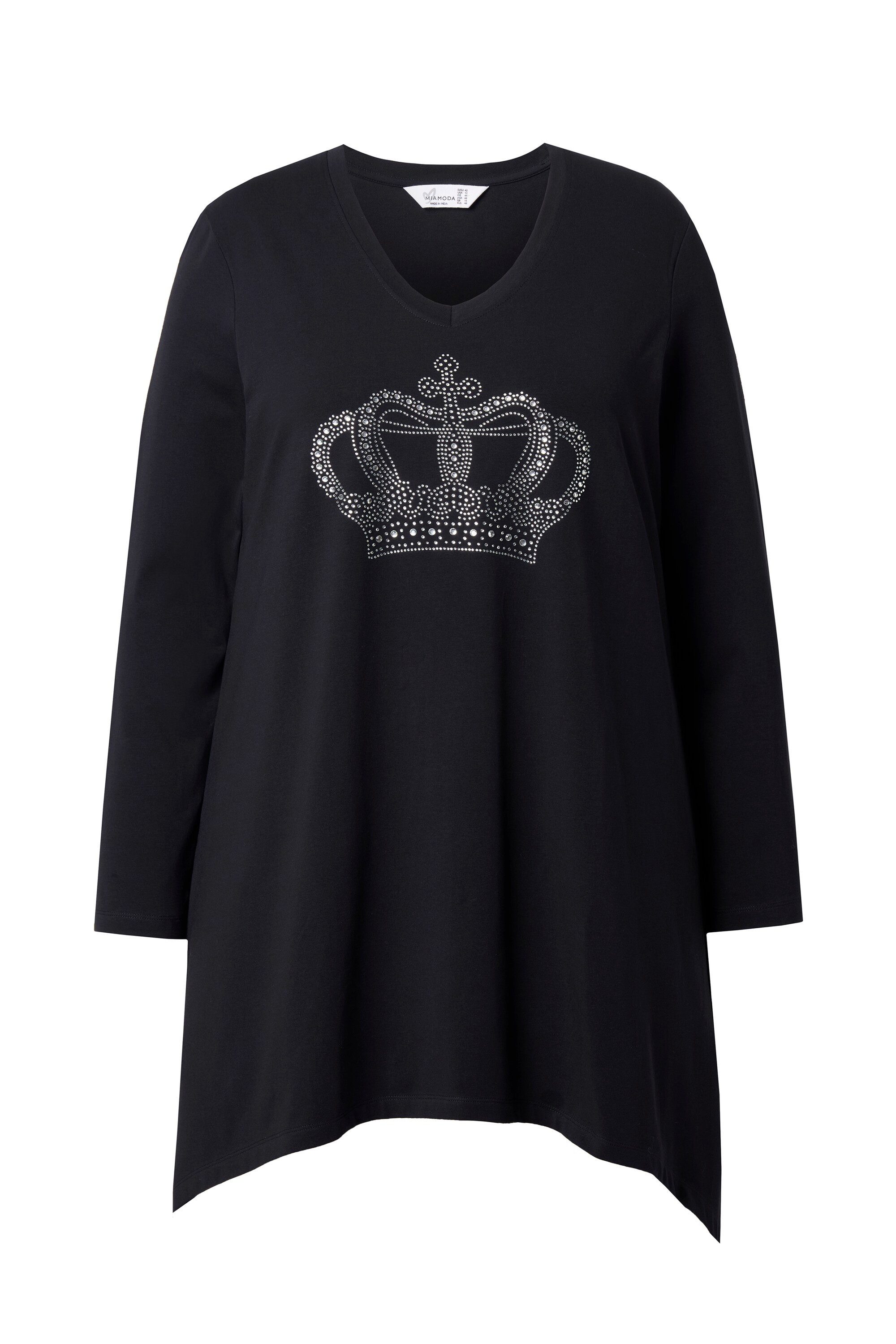 MIAMODA T-Shirt Langarmshirt A-Linie Glitzersteinchen-Krone günstig online kaufen