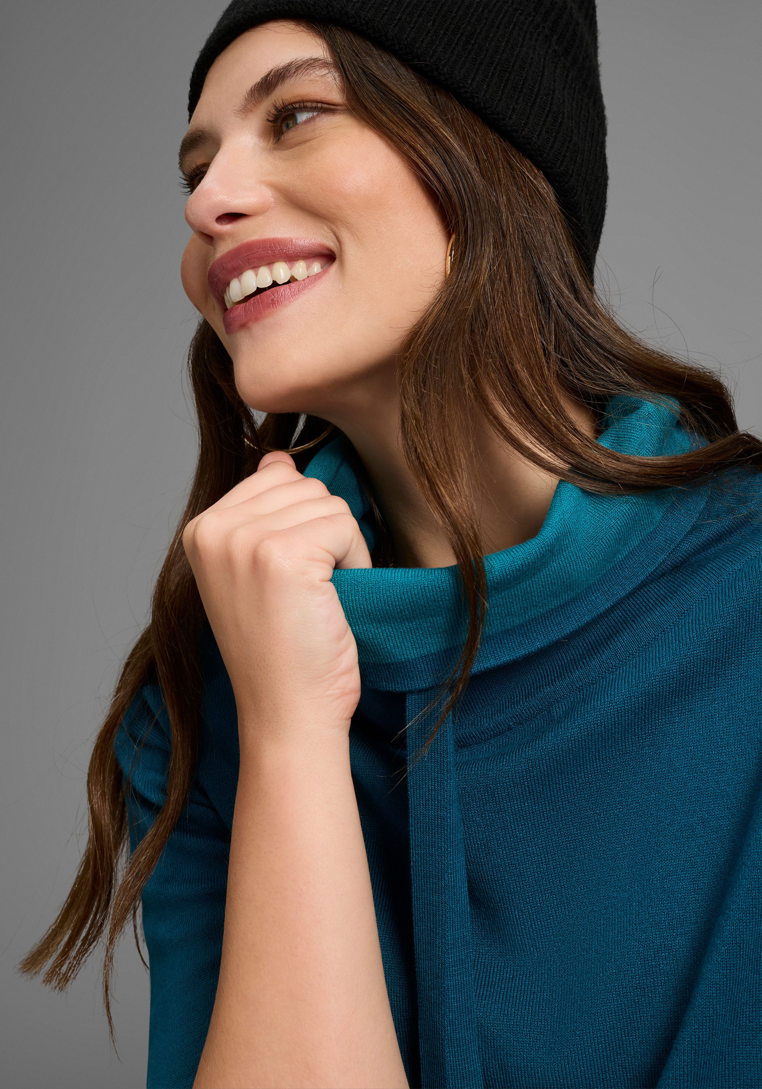 Laura Scott Strickpullover Übergangspullover in lässiger Form mit Schalkragen