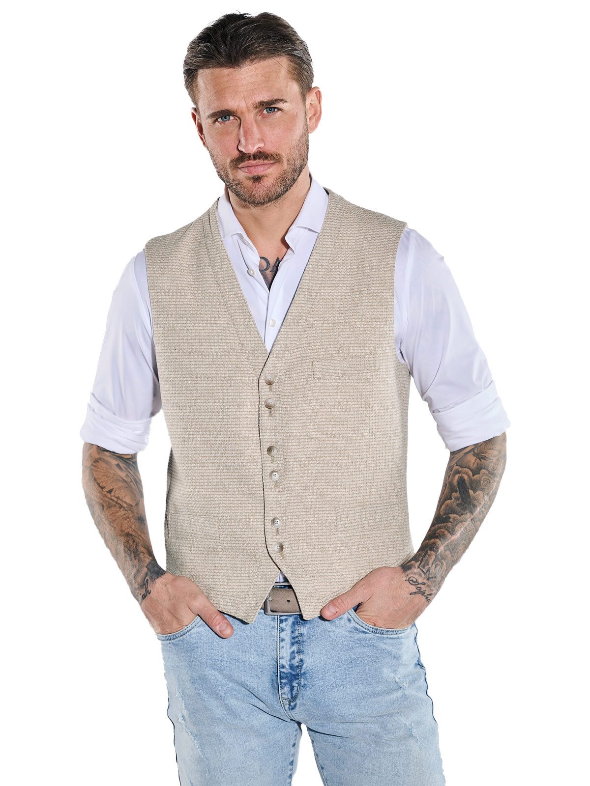 emilio adani Anzugweste Herren Sakko-Weste slim fit, Beige