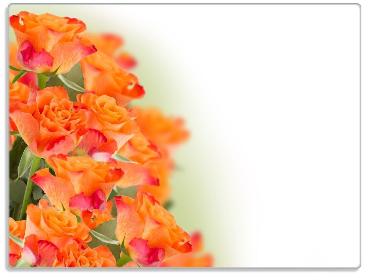 Wallario Schneidebrett Orangene Rosenblüten im Strauß, ESG-Sicherheitsglas, (inkl. rutschfester Gummifüße 4mm, 1-St), 30x40cm