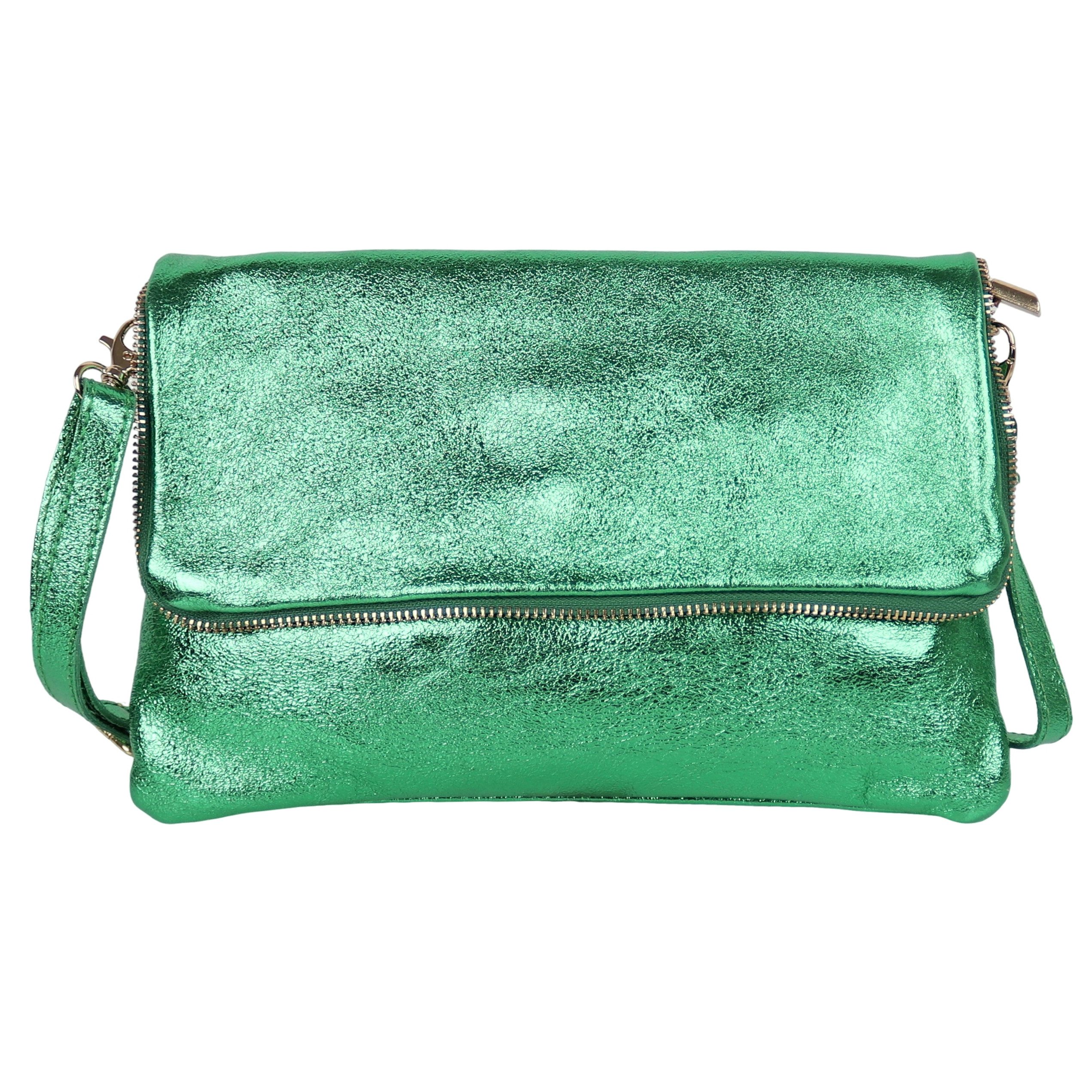 MIRROSI Umhängetasche Damen, Crossbody Bag, Echtleder Made in Italy, ca.26x19x2cm (BXHXT)