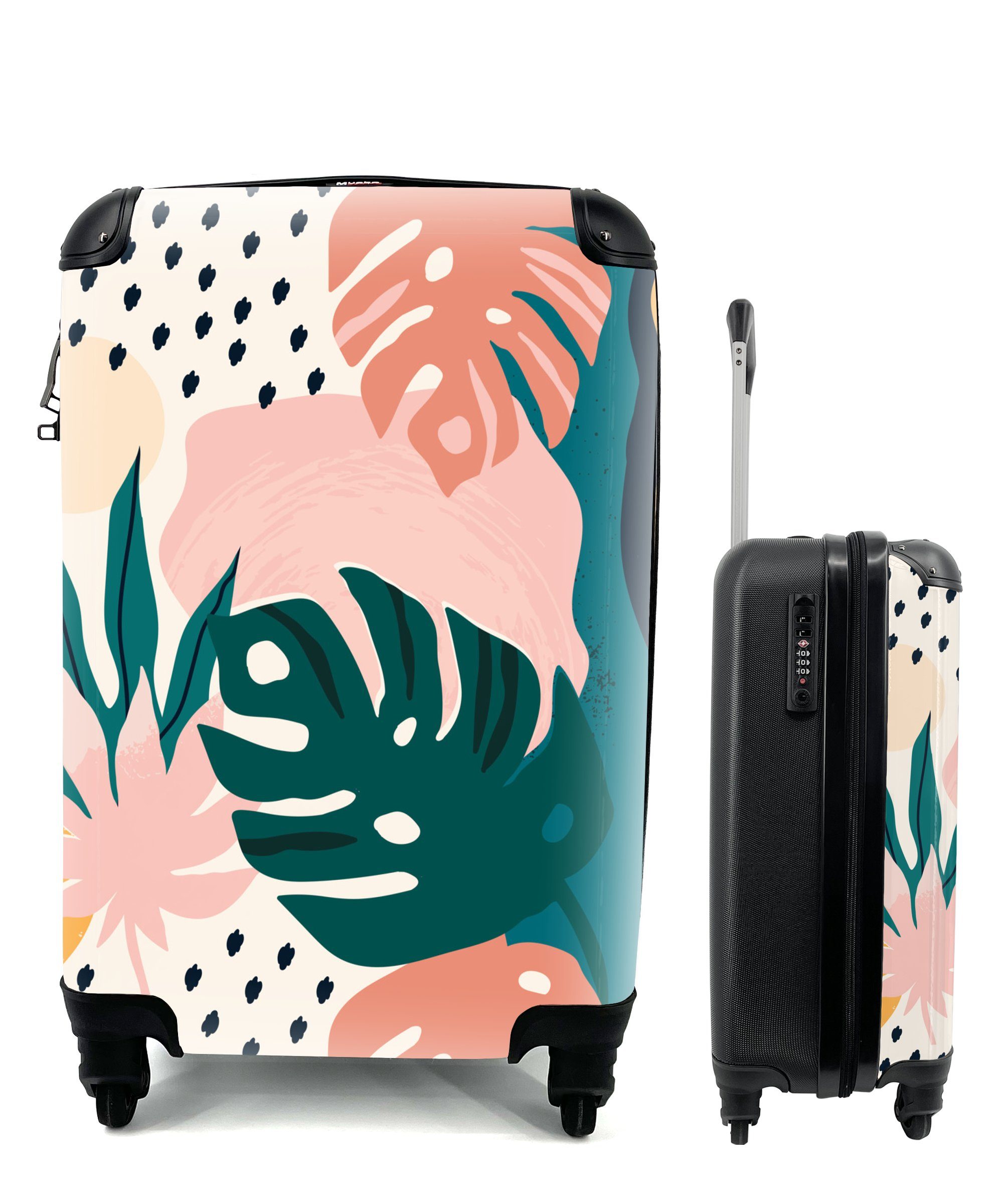 - Reisekoffer 4 - Reisetasche rollen, Rollen, Ferien, Handgepäck Muster Pflanzen mit Dschungel, Trolley, Handgepäckkoffer MuchoWow für