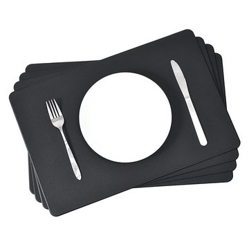 Platzset, Platzsets Schwarz 4er Sets Abwaschbar Wasserdicht 45x30cm, zggzerg, hitzebeständige Temperatur der Tischmatte beträgt bis zu 80 ° C.