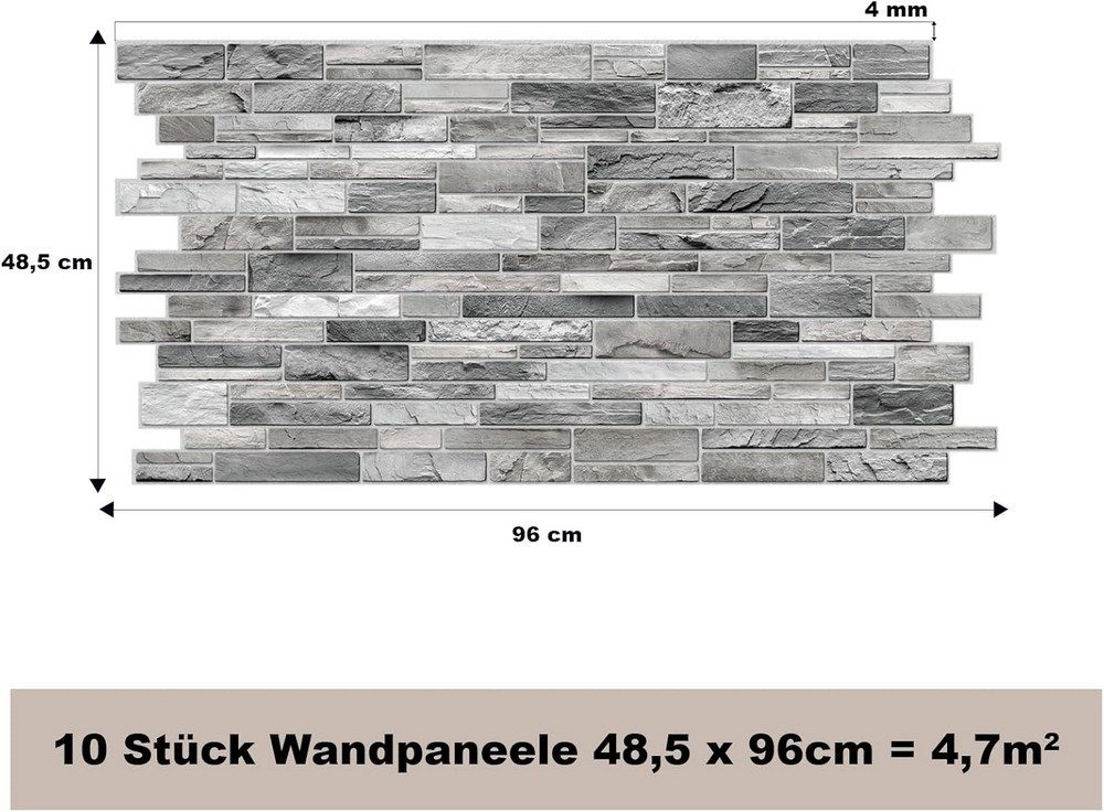 MDEKOR 3D Wandpaneel PVC Wandverkleidung 48,5x96 cm für Küche, Bad & mehr, (10-tlg) Model 0004, 10 Stück = 4,7 m2 – Bild 2 von 5