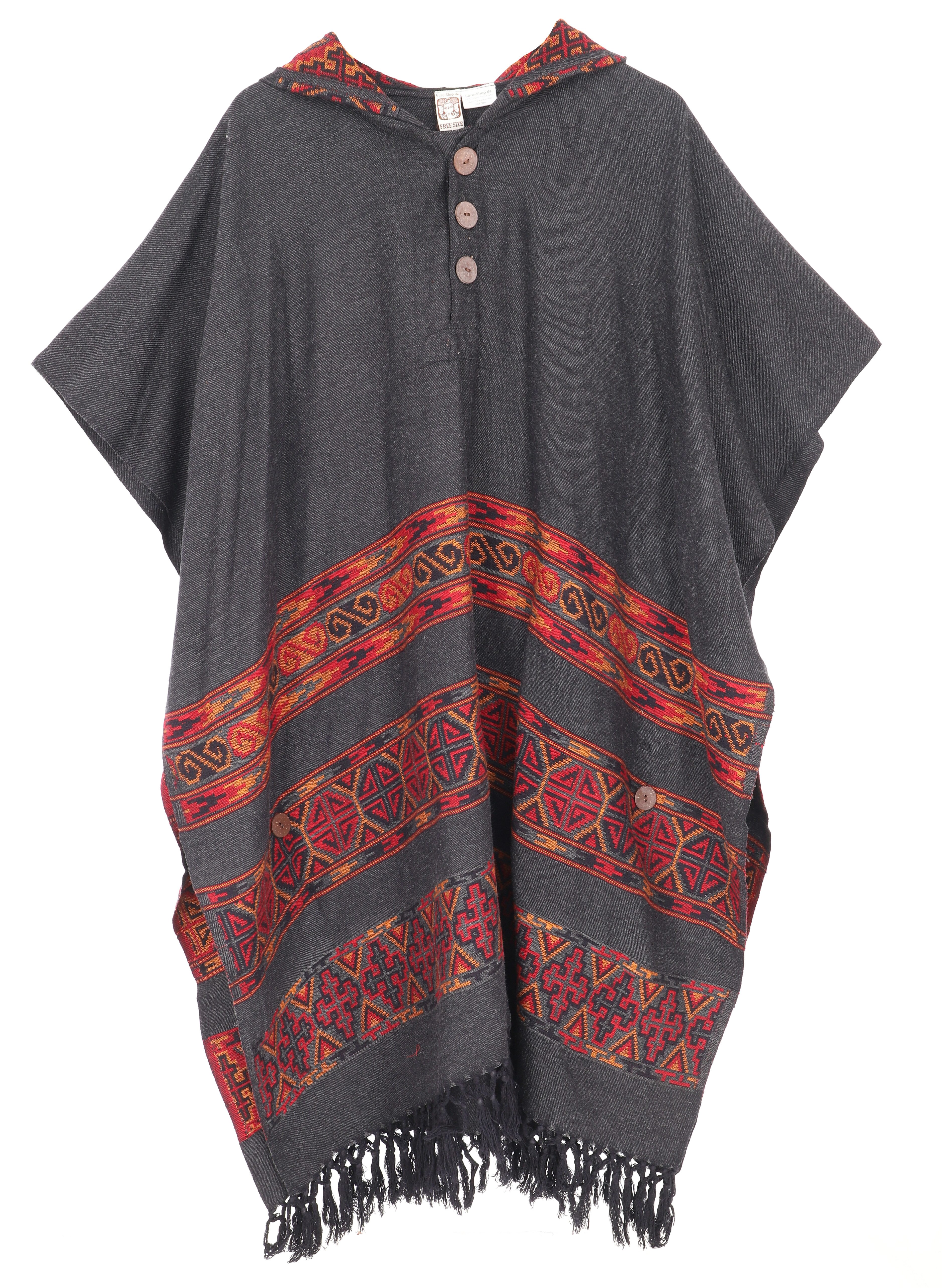 Guru-Shop Langjacke Cape, Ethno Poncho, Boho mexican Style Poncho -.. alternative Bekleidung