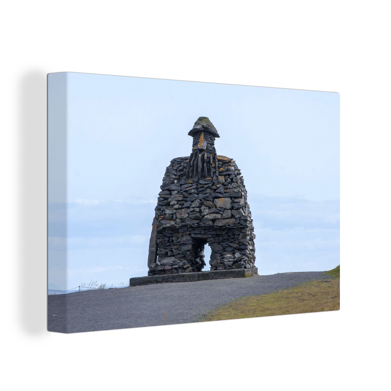 OneMillionCanvasses® Leinwandbild Mittelalterliche Skulptur von Wikingern in Snaefellsnes in Island, (1 St), Wandbild Leinwandbilder, Aufhängefertig, Wanddeko, 30x20 cm