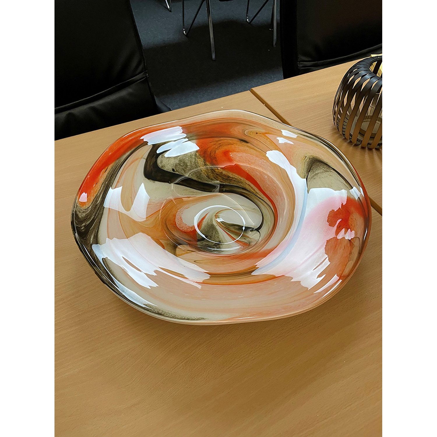 GILDE Dekoschale SMOKY Schale - orange, schwarz, weiß - Glas - Höhe 8cm - Dekoschale (1x Schale, Geschenkidee - Deko), Servierplatte - Dekoschale - Glasschale - Dekoobjekt