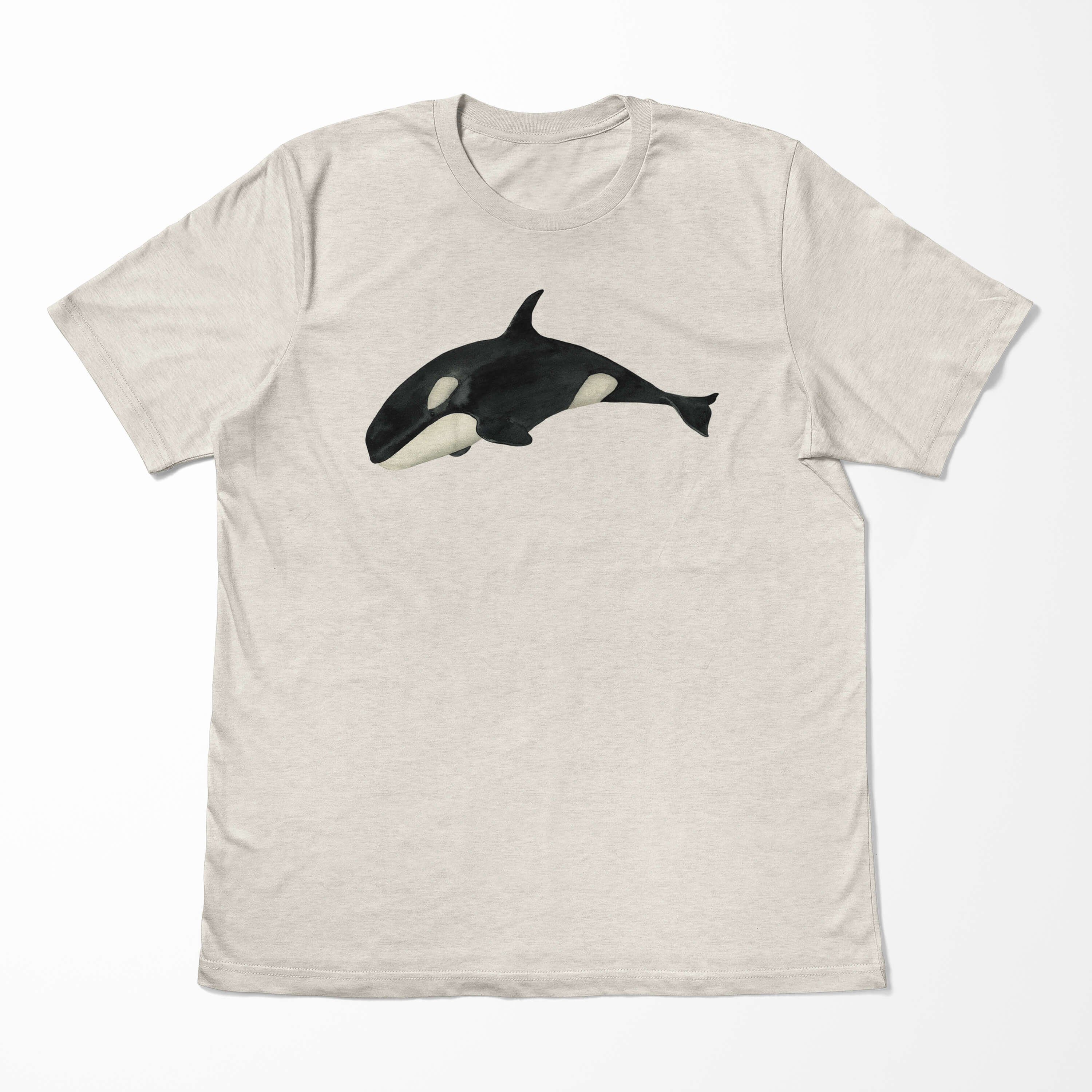 Sinus Art Wasserfarben (1-tlg) Killerwal 100% gekämmte Orca Bio-Baumwolle Herren Shirt Ökomo T-Shirt Motiv T-Shirt Nachhaltig