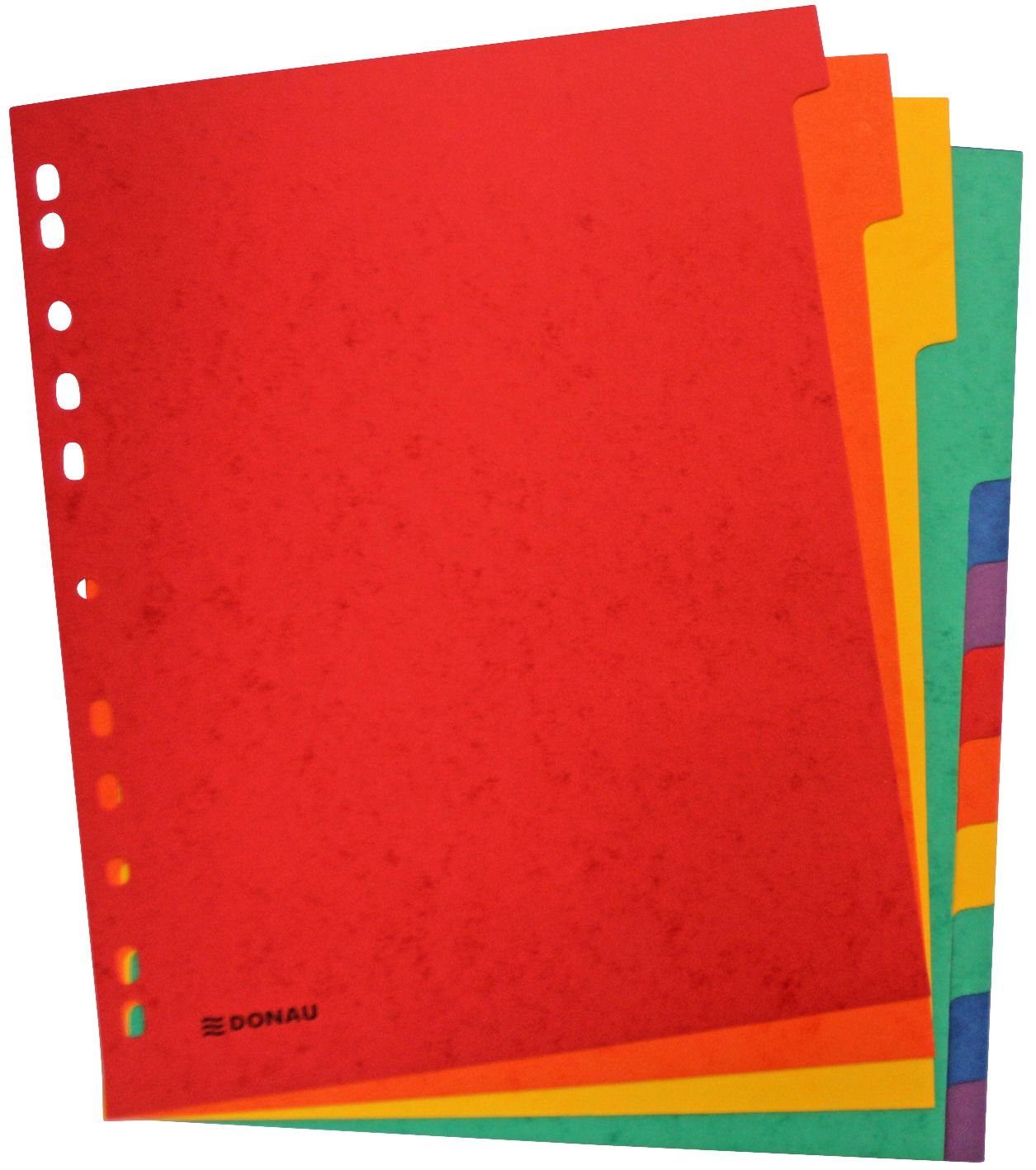 DONAU Aktenordner Register - blanko, Karton, A4 ÜB, 12 Blatt, 6-farbig