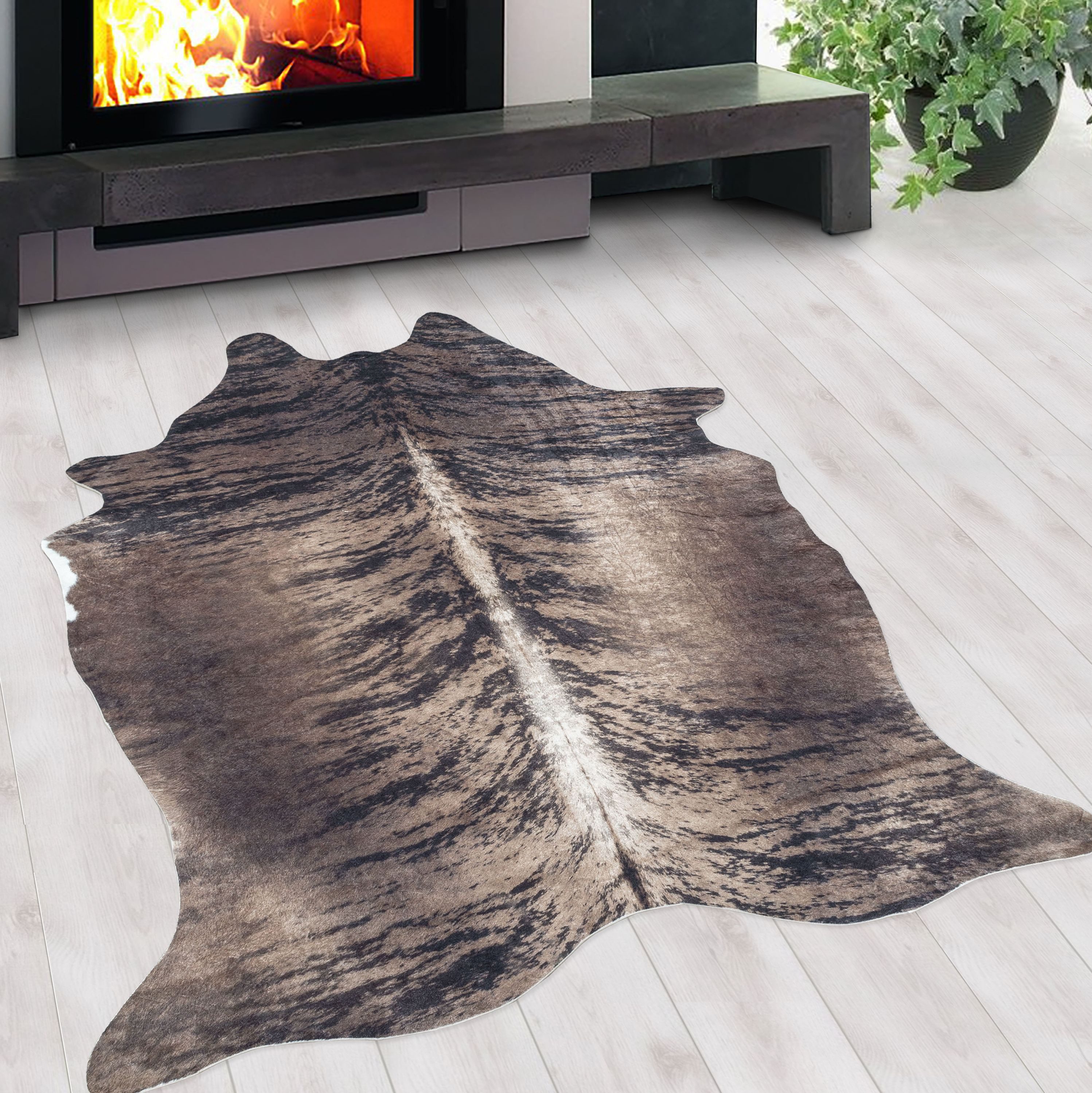 Teppium Teppich Rindsleder Imitat, Rund, Höhe: 7 mm, Fellteppich Kuhfell Ri günstig online kaufen