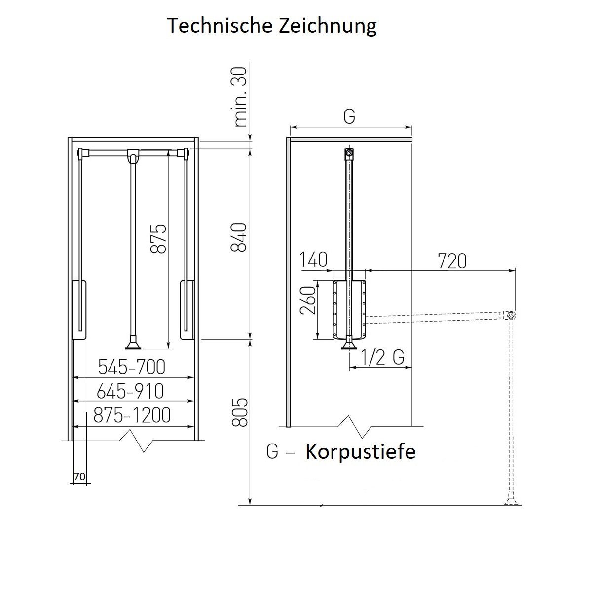 MS Beschläge Kleiderstange Stahl Lift Kleiderlift Schranklift Garderobenlift – Bild 4 von 5