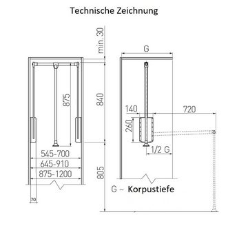 MS Beschläge Kleiderstange Stahl Lift Kleiderlift Schranklift Garderobenlift