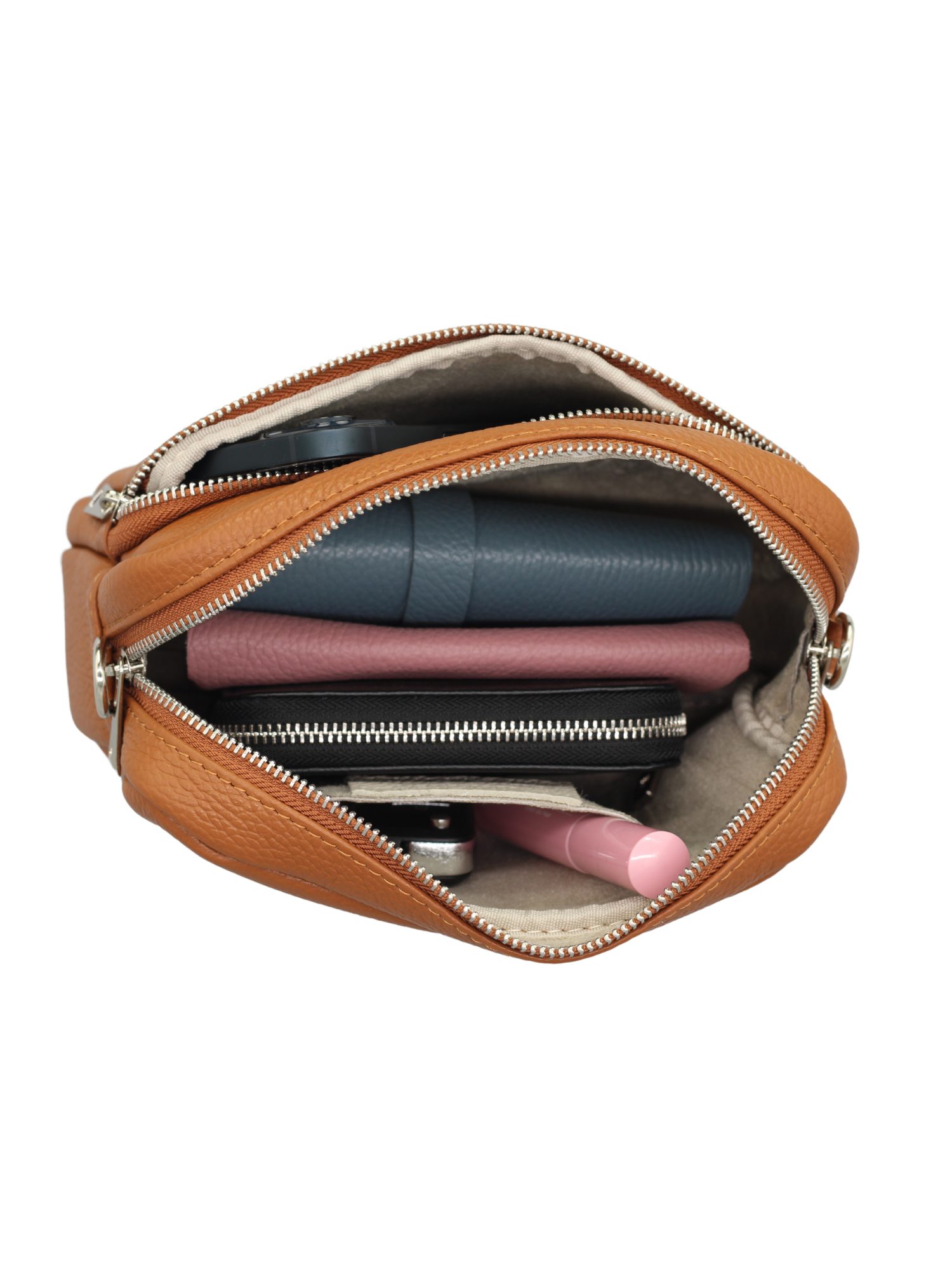 Adel Bags Schultertasche BELLA Umhängetasche für Damen, Schultertasche mit 2 Wechselriemen, echtes Leder, hergestellt in Italien