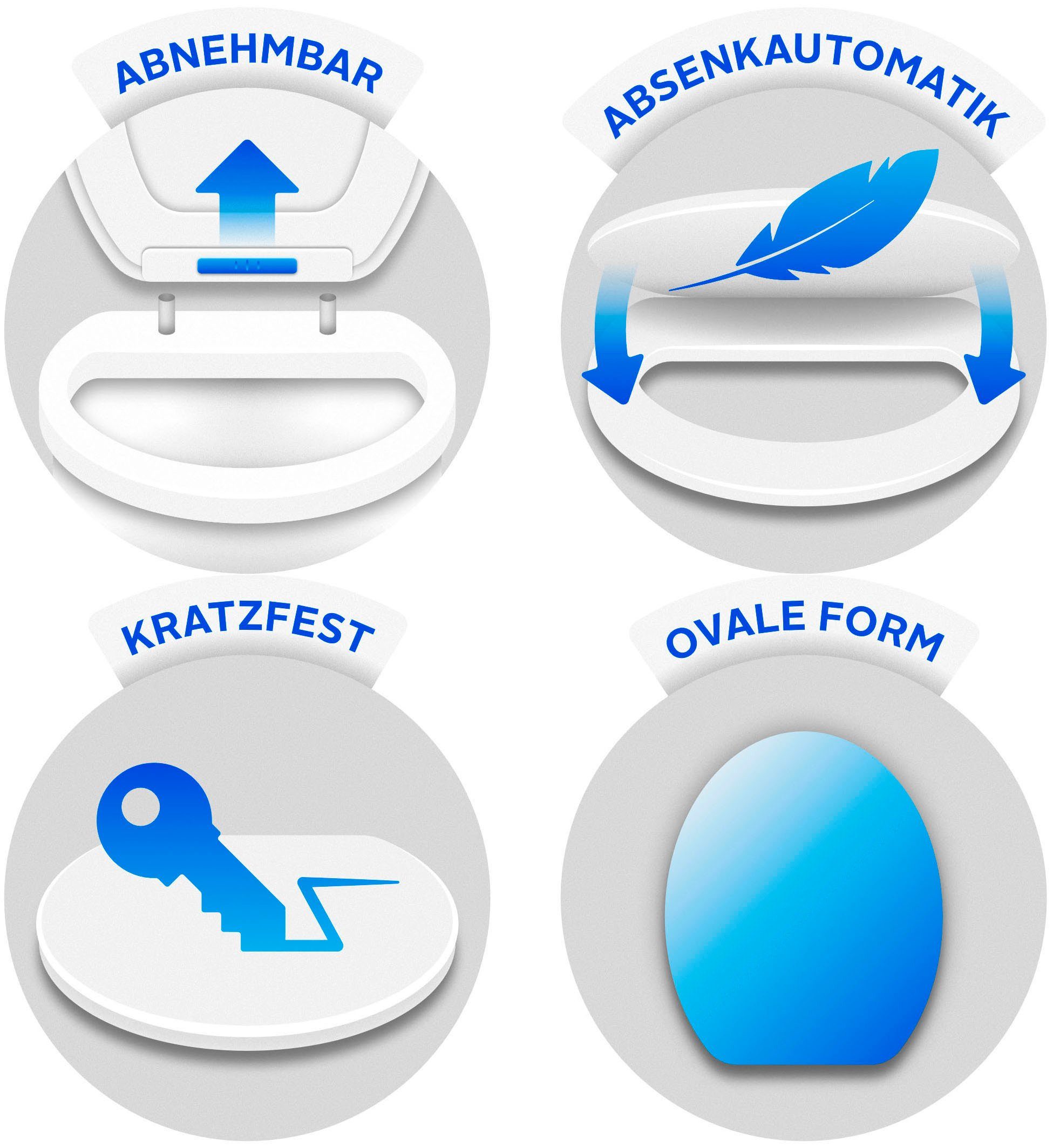 WENKO WC-Sitz White Marble, mit Relief, aus antibakteriellem Duroplast