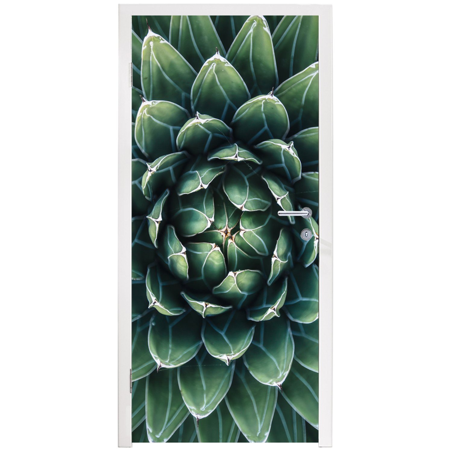Fototapete grünes bedruckt, 75x205 Ein cm (1 MuchoWow Blumenmuster, Tür, St), Türtapete Türaufkleber, für Matt,
