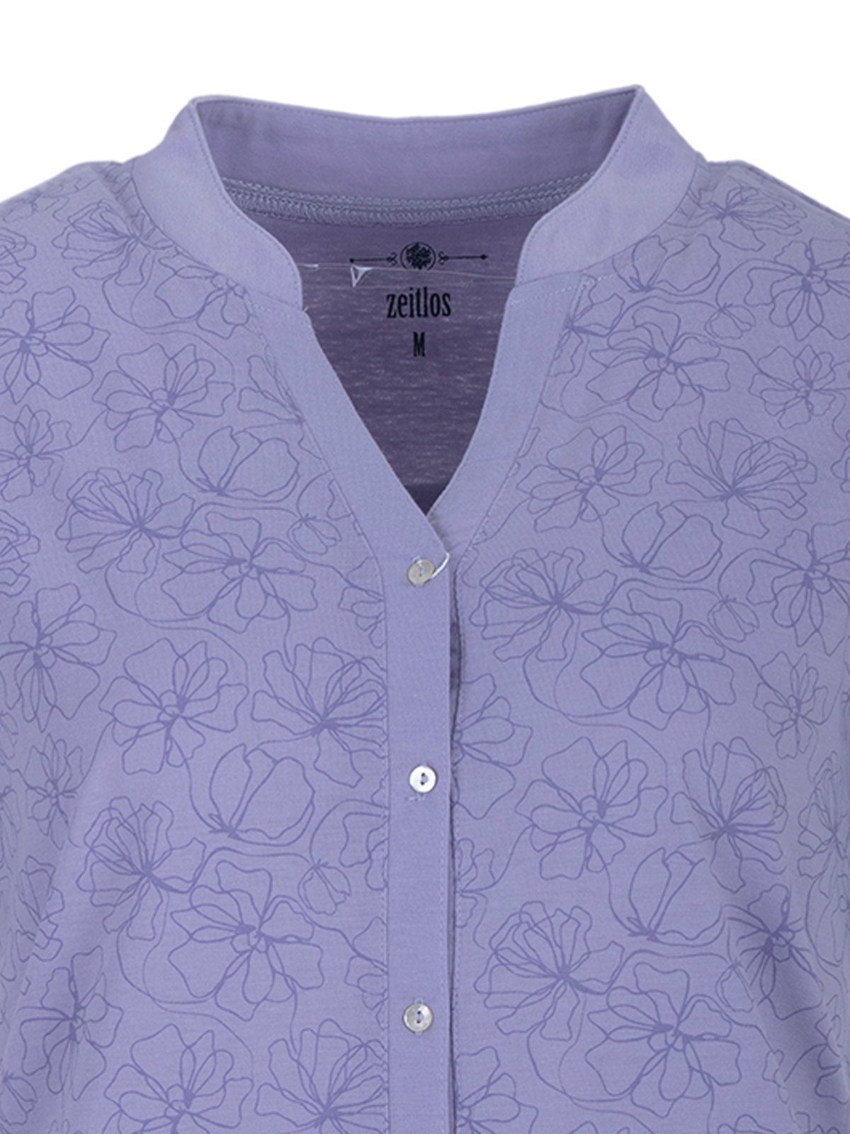 zeitlos - Nachthemd flieder Blüten Kragen Floral Nachthemd Kurzarm