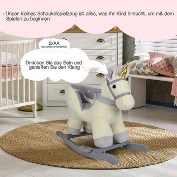 Infantastic Schaukeltier Schaukelspielzeug Babyschaukel Plüsch, mit Soundfunktion, aus Holz und Plüsch