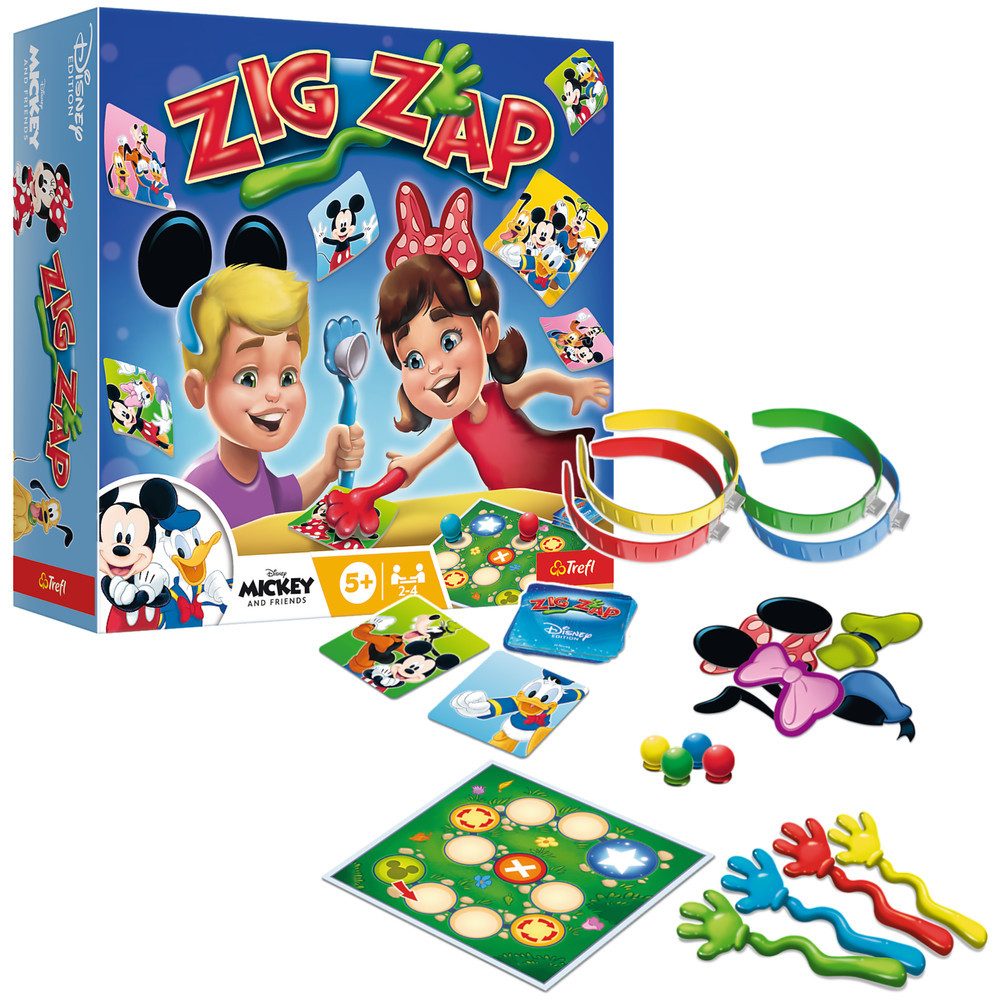 Trefl Spiel Reaktionsspiel Familienspiel Partyspiel, Zig Zap, Disney-Motive, Klatschhände, 2-4 Spieler, ab 5 Jahren