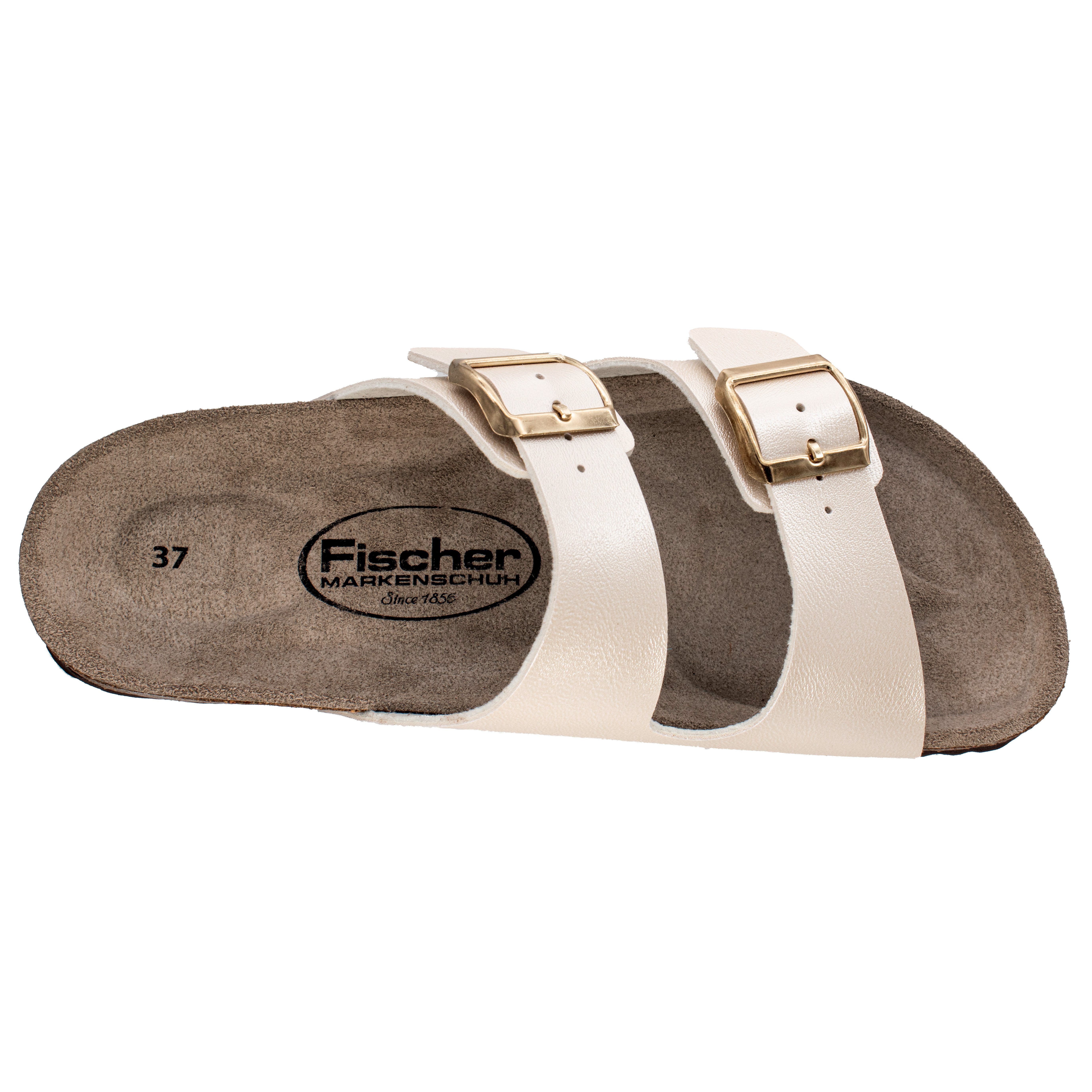Fischer-Markenschuh Mirabel Pantolette aus Vegano (Lederimitat), Fleecefutter, gepolstertes Lederfußbett