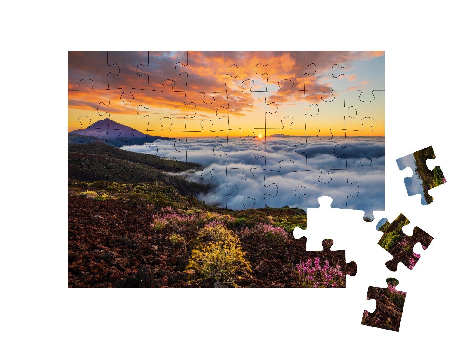 Teneriffa Puzzleteile, Vulkan-Nationalpark Teneriffa, 48 puzzleYOU Puzzle Teide, puzzleYOU-Kollektionen