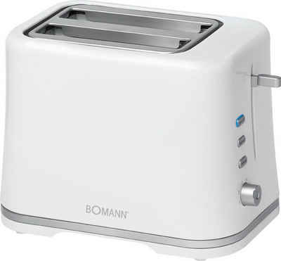 BOMANN Toaster Toastautomat mit Brötchenaufsatz (abnehmbar), 2 kurze Schlitze, für 2 Scheiben, 870 W, Aufwärm-, Auftau-, Schnellstoppfunktion, Krümelschublade