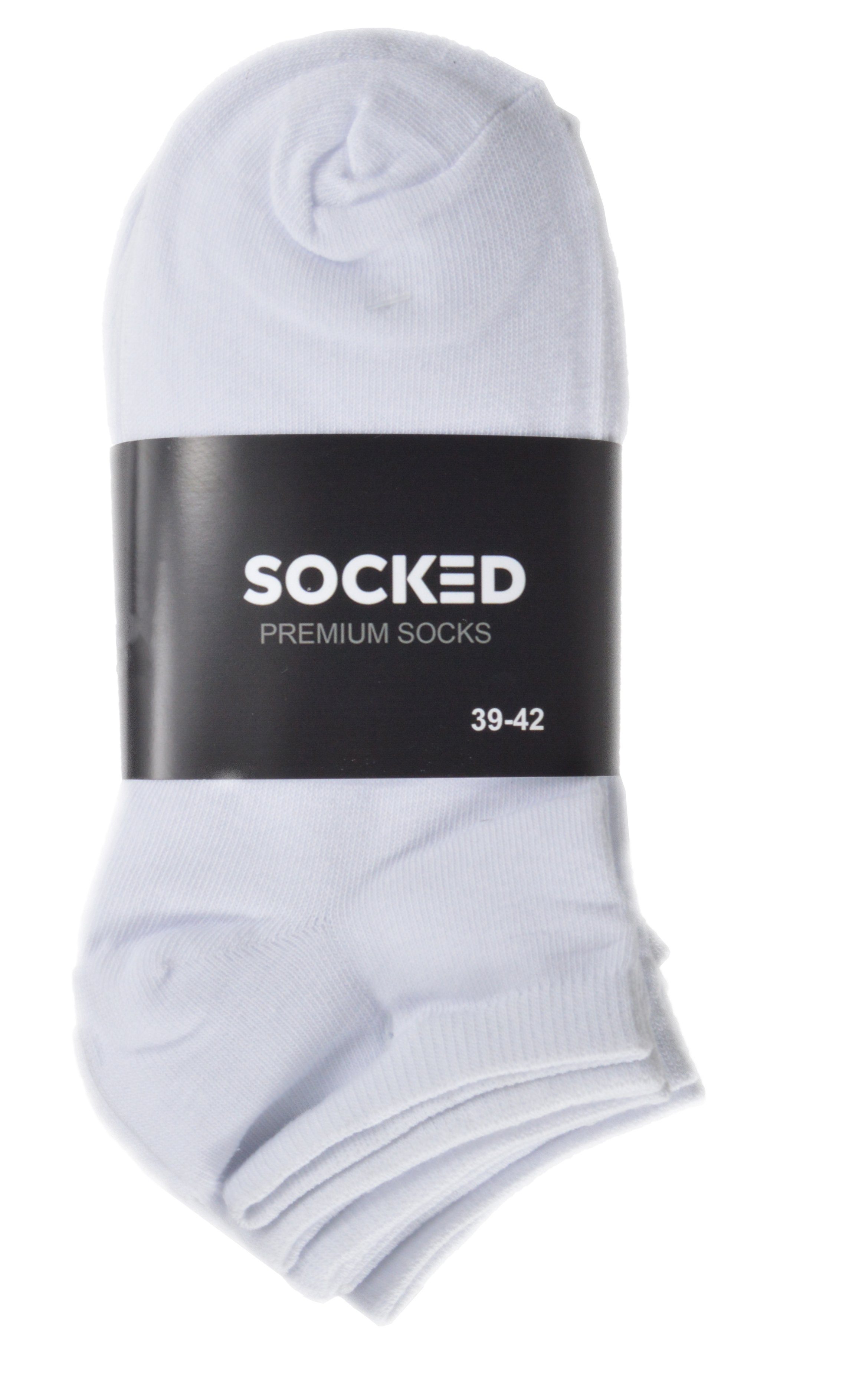 Damen + Herren Socked Kurzsocken Schwarz/Weiß (12 Schwarz Baumwolle, / Paar) Sneakersocken Weiß