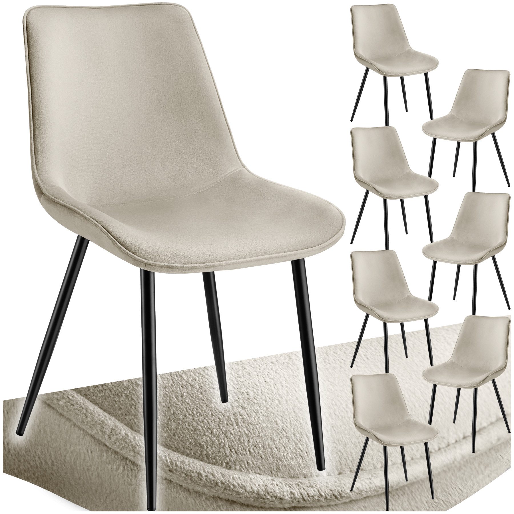tectake Esszimmerstuhl Set Stuhl Monroe Samtoptik (Set, 8 St), Ergonomisch günstig online kaufen