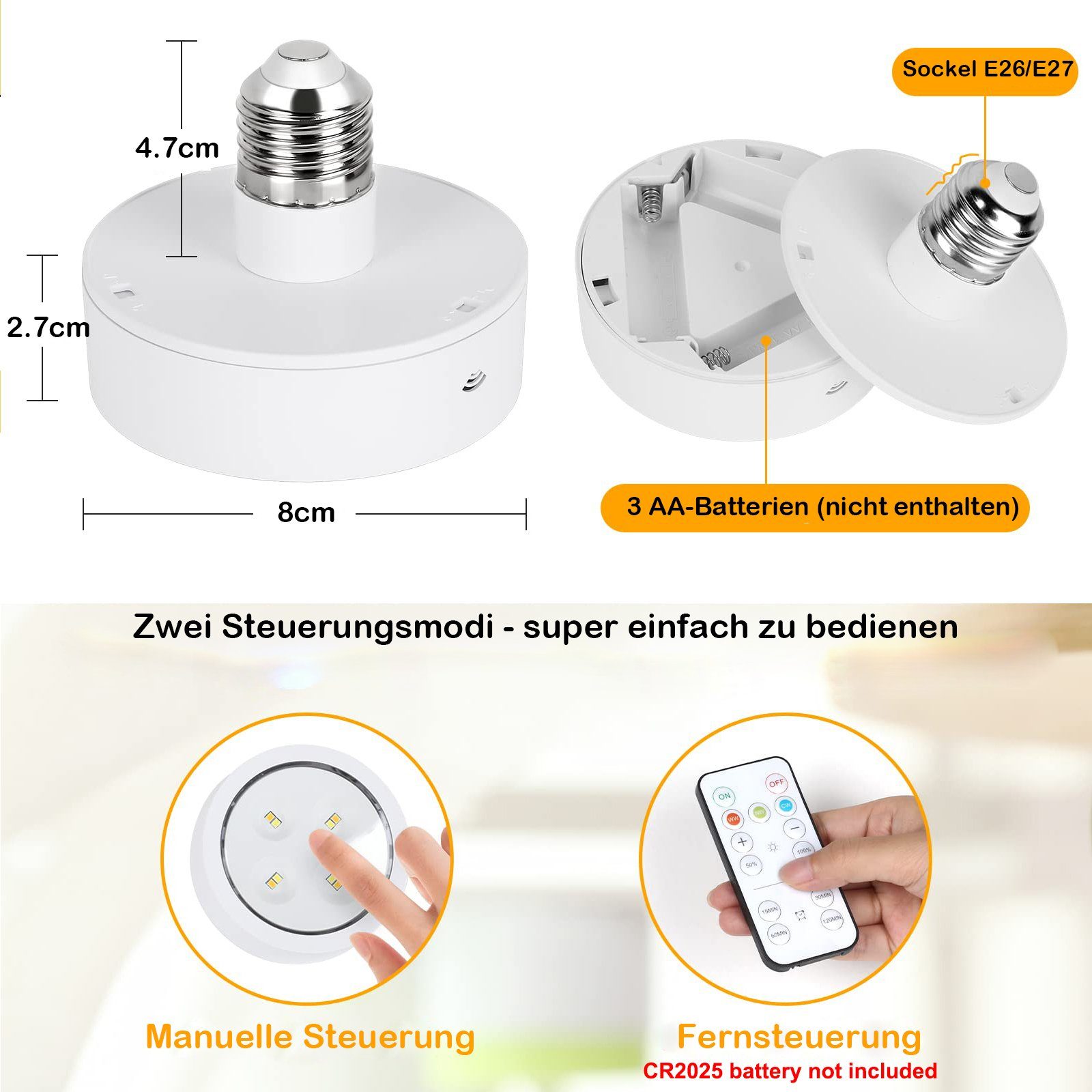 Spot mit Sunicol LED Fernbedienung Birne Puck Nachtlicht 3 LED-Leuchtmittel Lampe Spot Farbe Küche E26/E27 Lichter Glühbirnen RGB/3 1 Timer, Dimmbar St., Keller mit Farbtemperatur-A