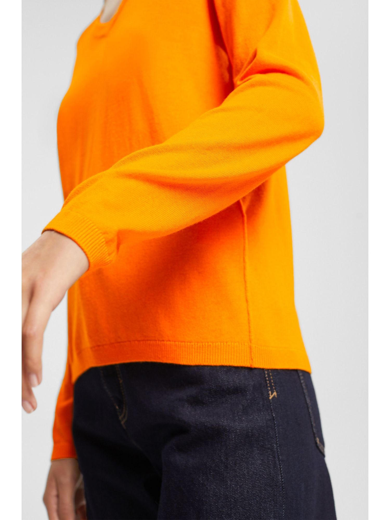 edc by Esprit Basic V-Neck-Pullover,-Baumwoll-Mix ORANGE V-Ausschnitt-Pullover