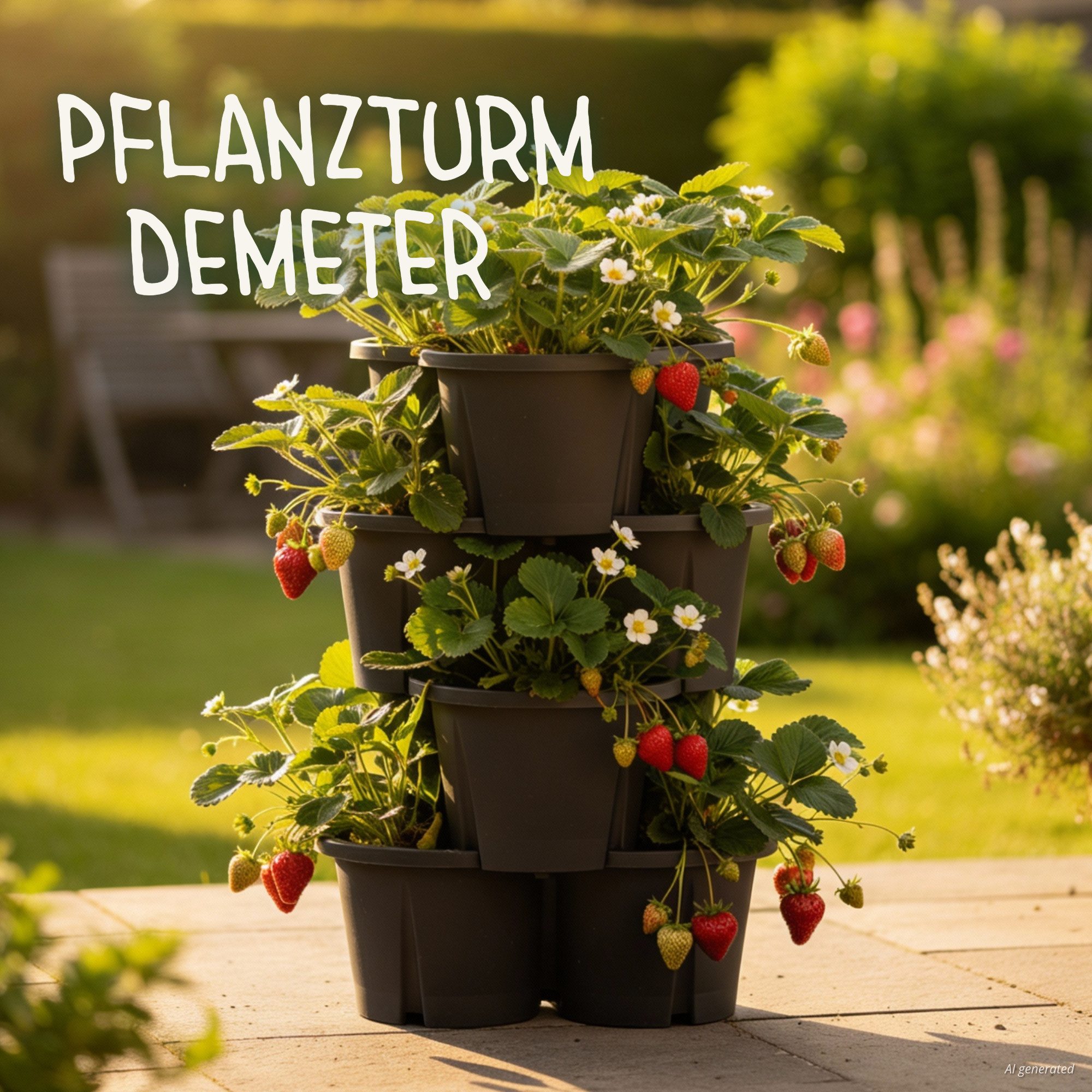 KHW Pflanzkübel Pflanzturm Demeter (Set, 4 St), Vertikales Gärtnern auf kleinstem Raum, verschiedene Farben