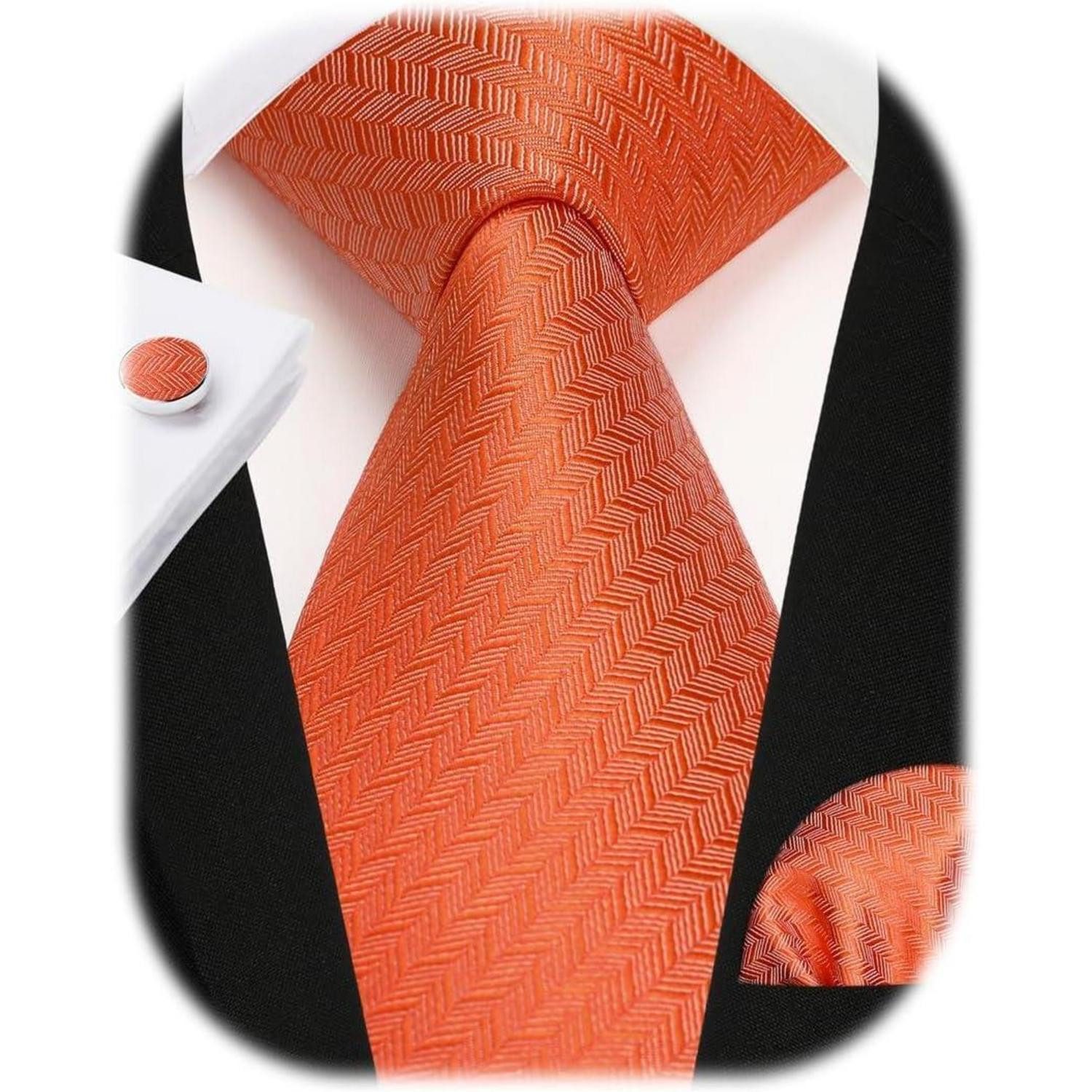 LuxusKollektion Krawatte Krawatte Herren Seide Paisley Set Einstecktuch Hochzeit E2 Orange