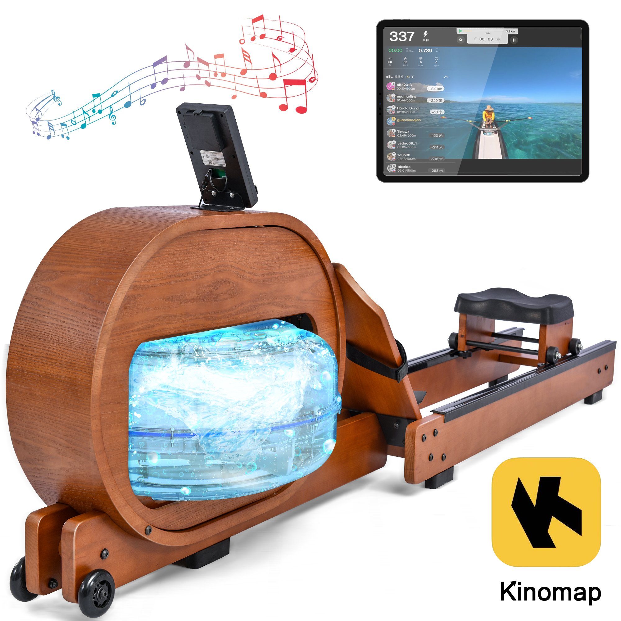 Bluetooth APP, Wasser-Rudergerät mit Holz Ulife LCD-Display, Rudergerät