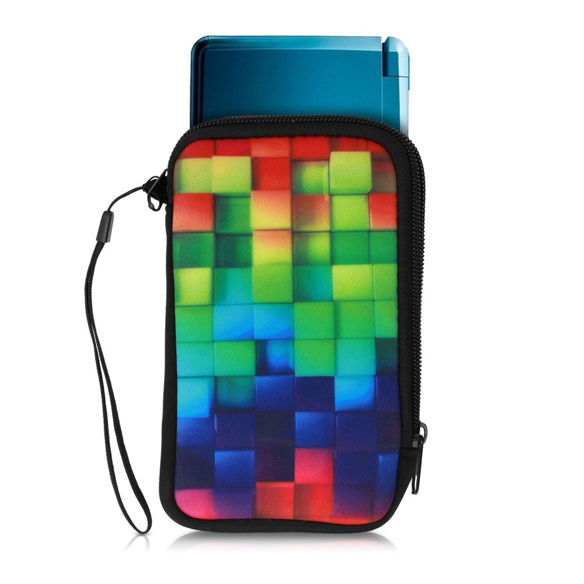 kwmobile KonsolenCover, Tasche für Nintendo 3DS XL Neopren Hülle Regenbogen Würfel Design