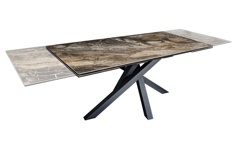 riess-ambiente Esstisch MARVELOUS 180-220-260cm taupe – Keramik, Marmor-Design, Sterngestell (Einzelartikel, 1-St), 3 Auszugsstufen für bis zu 12 Personen – ideal für gesellige Runden