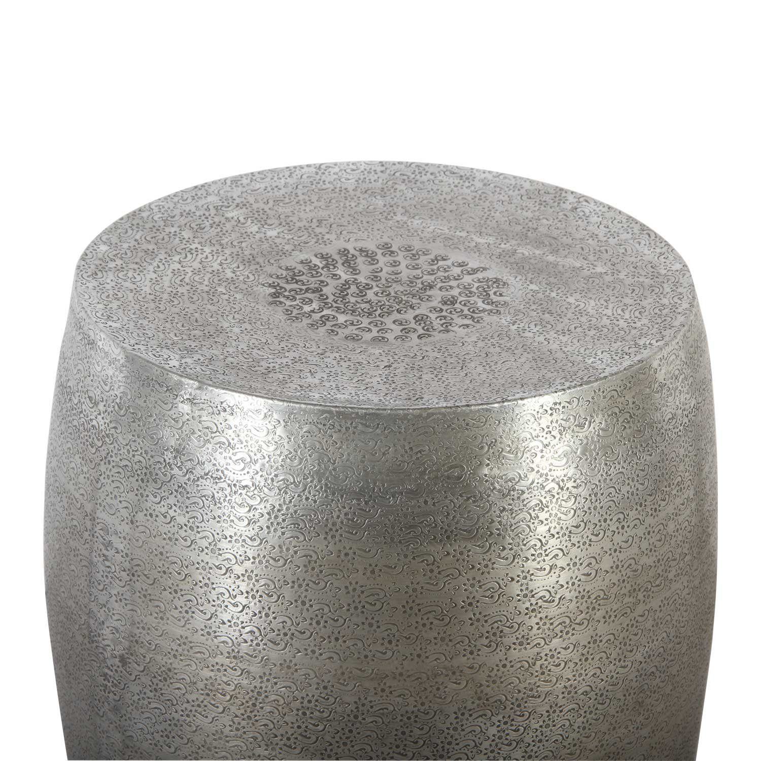 Casa Moro Hocker Orientalischer Tisch-Hocker Ayoub aus Aluminium Hammerschlag Optik, Marokkanischer Beistelltisch modern Sofatisch Vintage Couchtisch