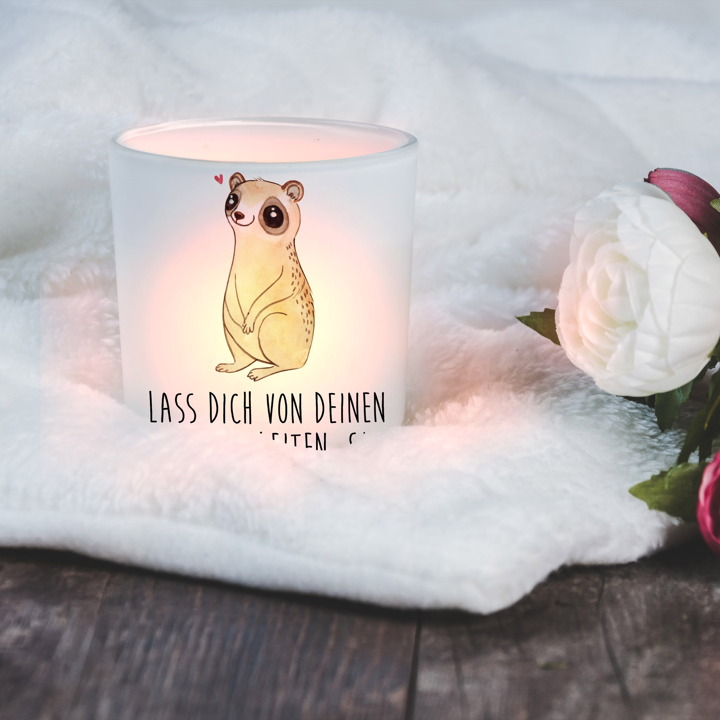 Glücklich Transparent Windlicht Panda Plumplori (1 - & St) - Mrs. Geschenk, Mr. Gute Laune, Kerzenglas,