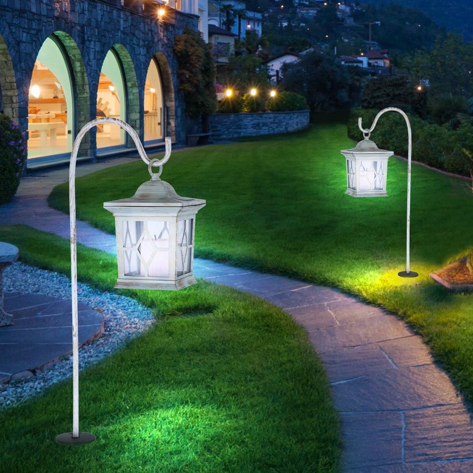 etc-shop Gartenleuchte, 2er Set LED Außen Solar Lampe Steh Hänge
