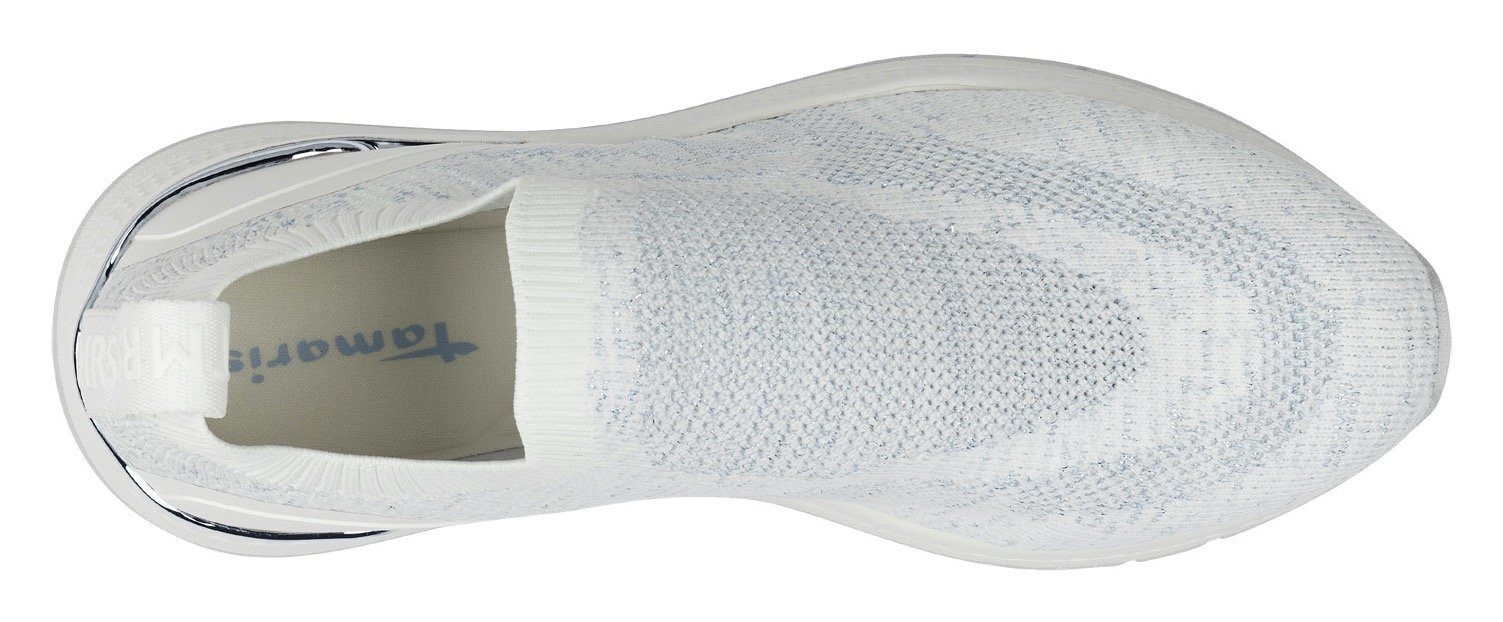Tamaris Slip-On Sneaker weiß-hellblau mit Wechselfußbett