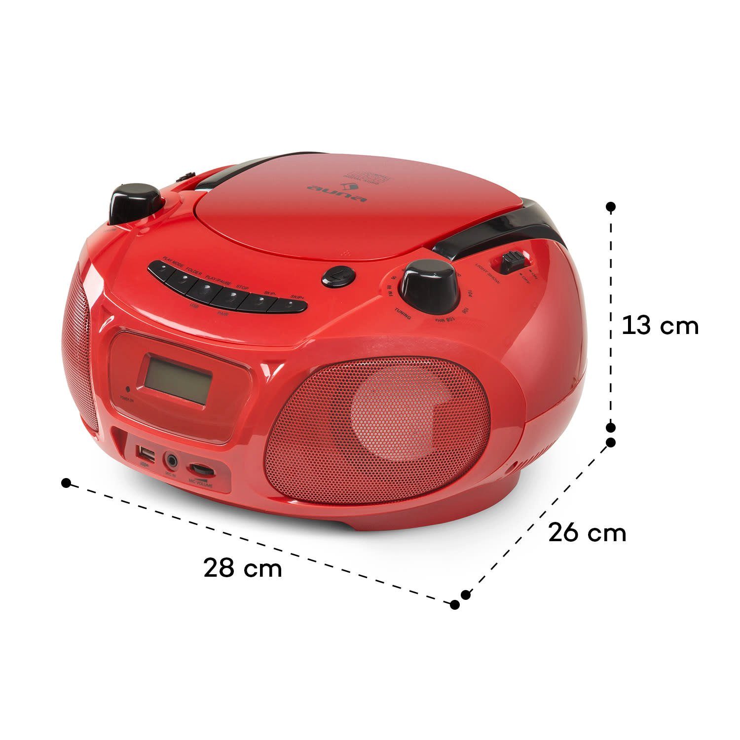 Spieler tragbar Player Roadie Soundbox) Musikbox CD Radio Bluetooth (FM-Radio, Boombox Boombox CD Sing CD Kinder Auna