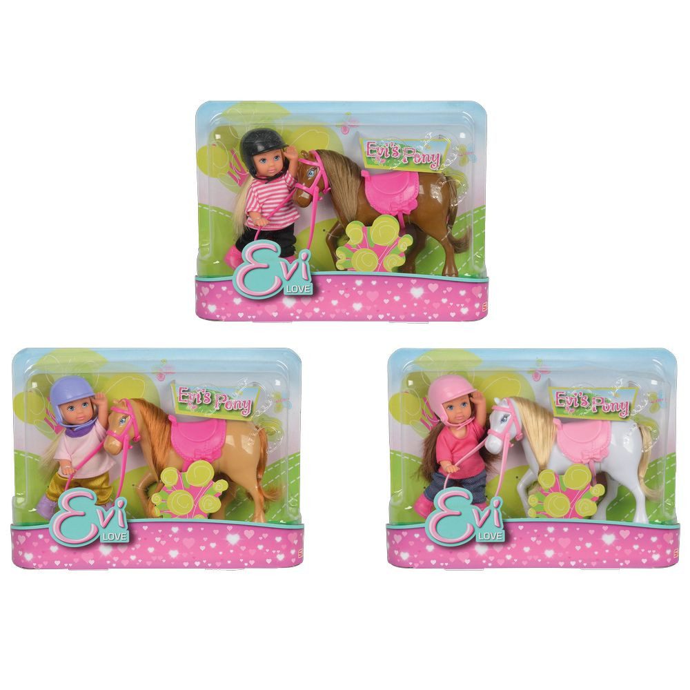 Simba Dickie Minipuppe Pony und Puppe Evis Pony