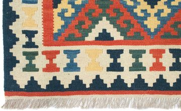 Wollteppich Kelim Fars Teppich handgewebt braun, morgenland, rechteckig, Höhe: 4 mm, Kurzflor