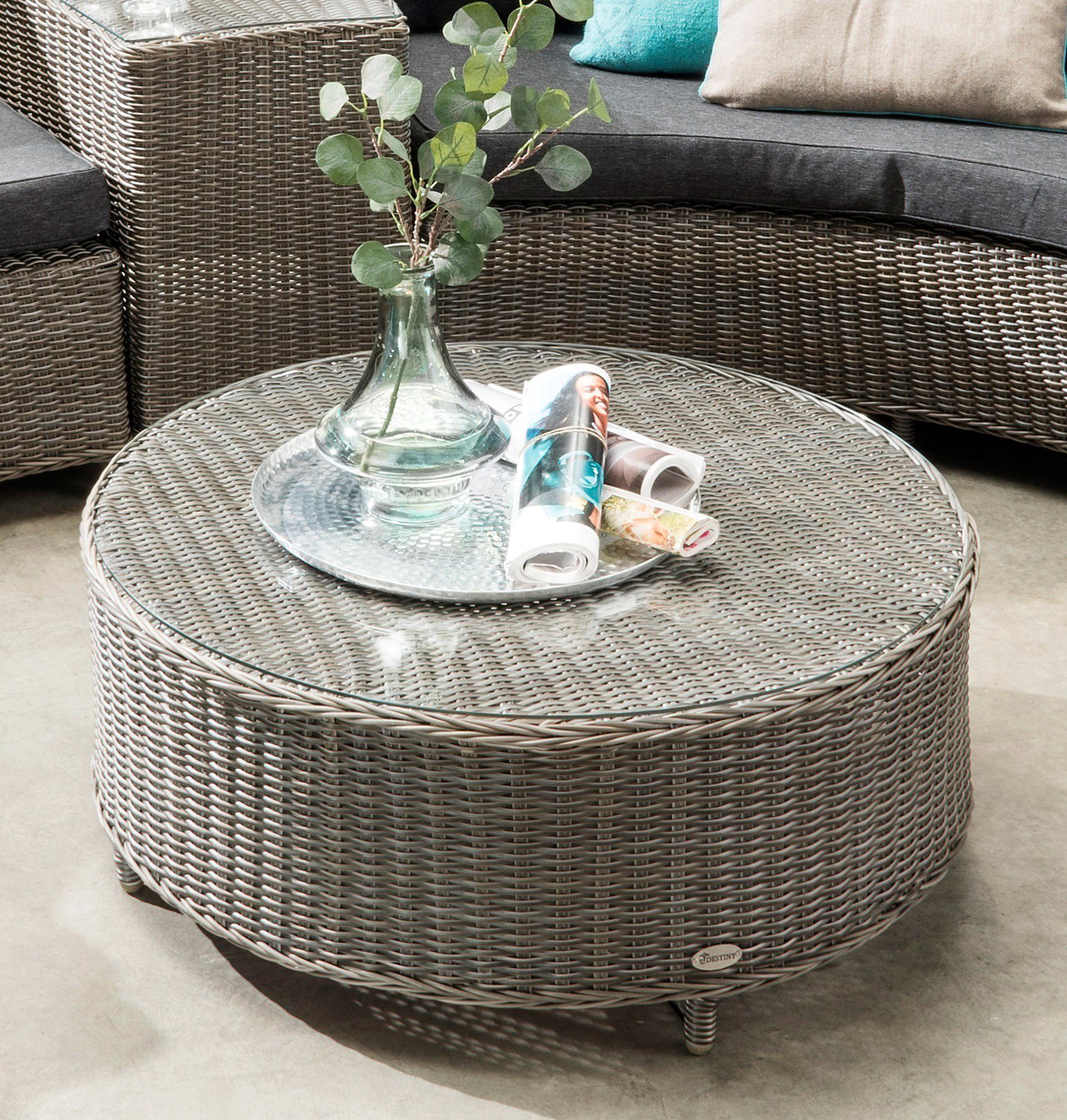 Destiny Gartenlounge-Set RIO, (18-tlg., 2x Schenkel, 1x Tisch, 3x Beistelltisch, inkl. Auflagen), Aluminium, Polyrattan