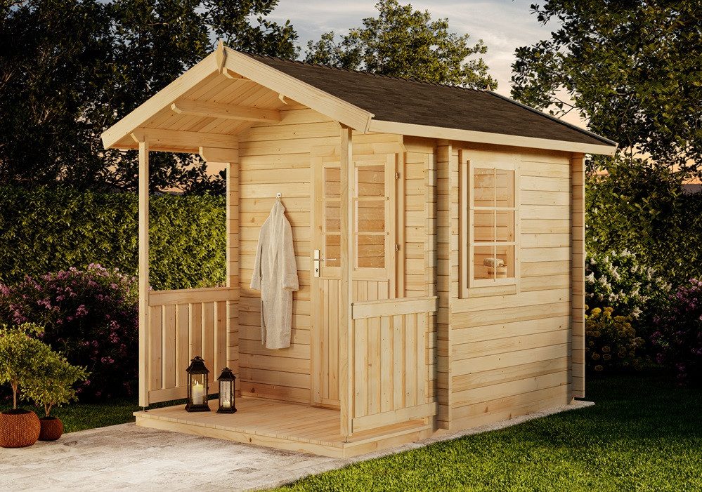 FinnTherm Saunahaus Niklas, BxTxH: 248 x 330 x 257 cm, 40 mm, in Naturbelassen