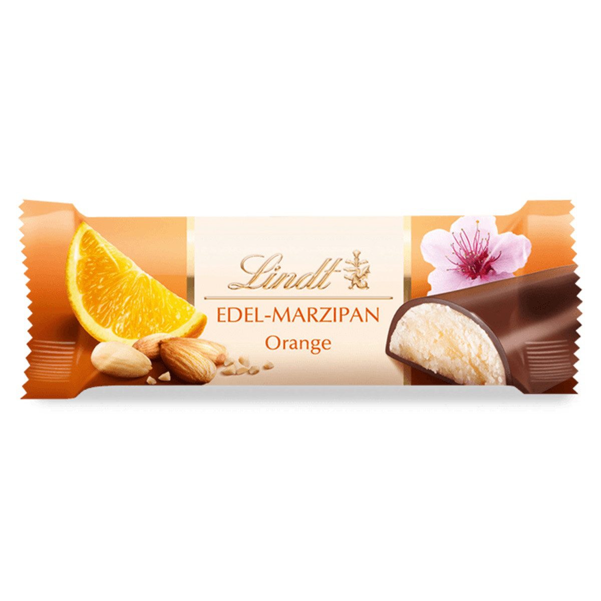 LINDT Schokolade, Lindt Orangen Marzipan Riegel mit einer spritzigen Apfelsinennote 50g
