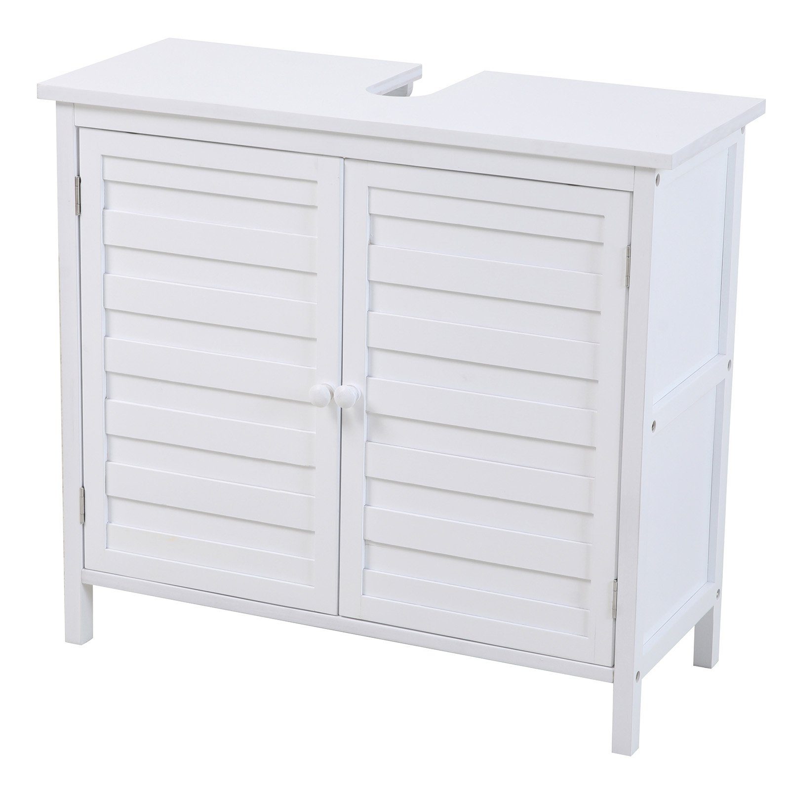 SVITA Waschbeckenunterschrank BAMBUS Breite 67 cm, Badezimmerschrank, Bambus, Weiß