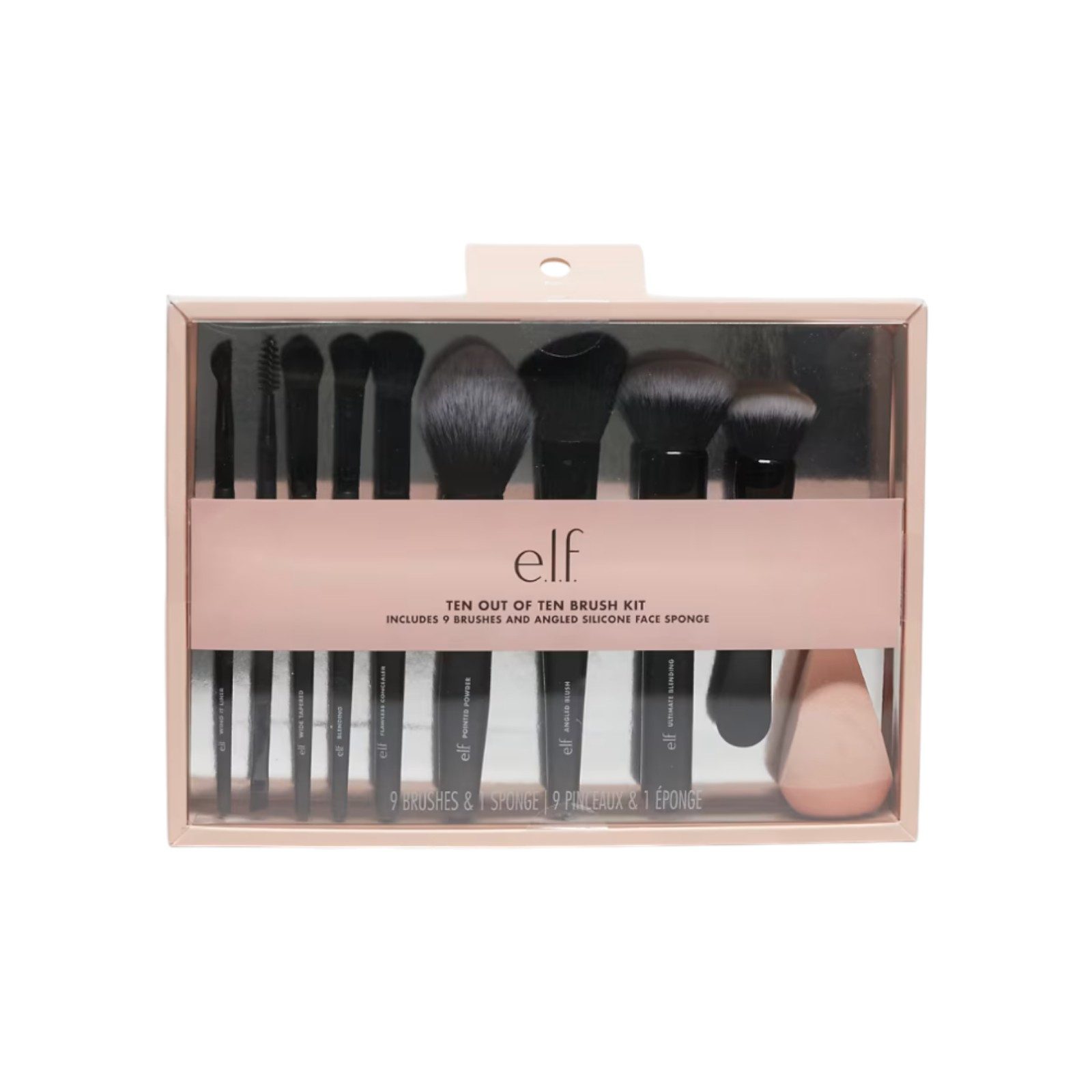 e.l.f Kosmetikpinsel-Set Ten out of Ten Set, 10 tlg., 9 Кисточки + 1 Make-up-Schwamm